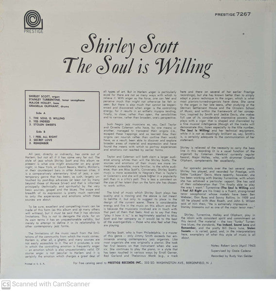 Shirley Scott With Stanley Turrentine : The Soul Is Willing (LP, Album, RP)
