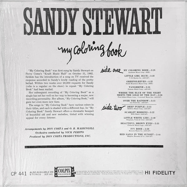 Sandy Stewart (2) : My Coloring Book (LP, Album, Mono)