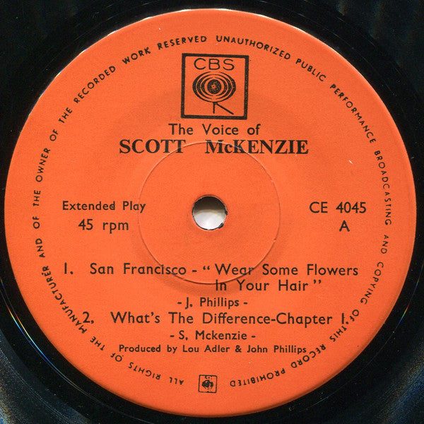 Scott McKenzie : San Francisco (Be Sure To Wear Some Flowers In Your Hair) (7", EP)