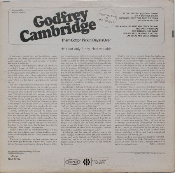 Godfrey Cambridge : Them Cotton Pickin' Days Is Over (LP, Album, Mono)