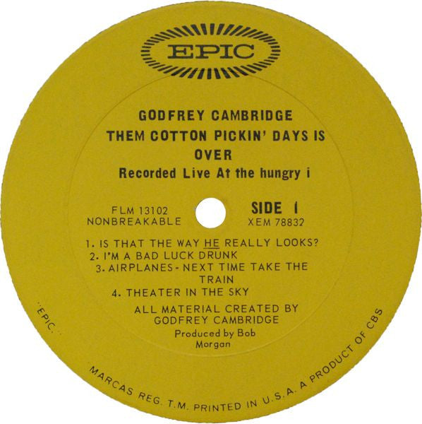 Godfrey Cambridge : Them Cotton Pickin' Days Is Over (LP, Album, Mono)