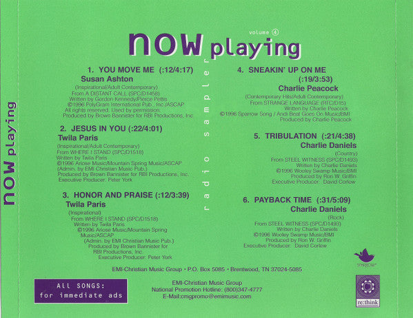 Various : Now Playing Volume 4 (CD, Comp, Promo)