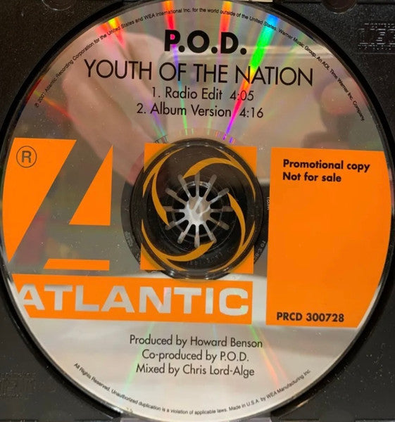 P.O.D. : Youth Of The Nation (CD, Single, Promo)