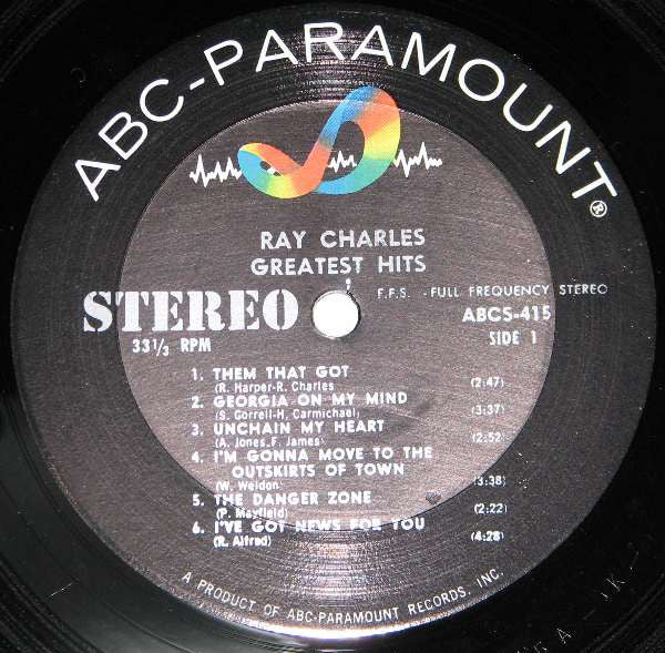 Ray Charles : Greatest Hits (LP, Comp, Pit)