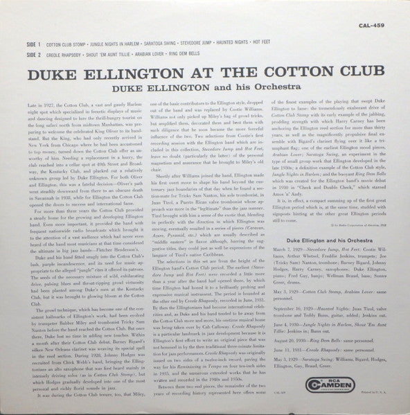 Duke Ellington And His Orchestra : At The Cotton Club (LP, Comp, Mono)