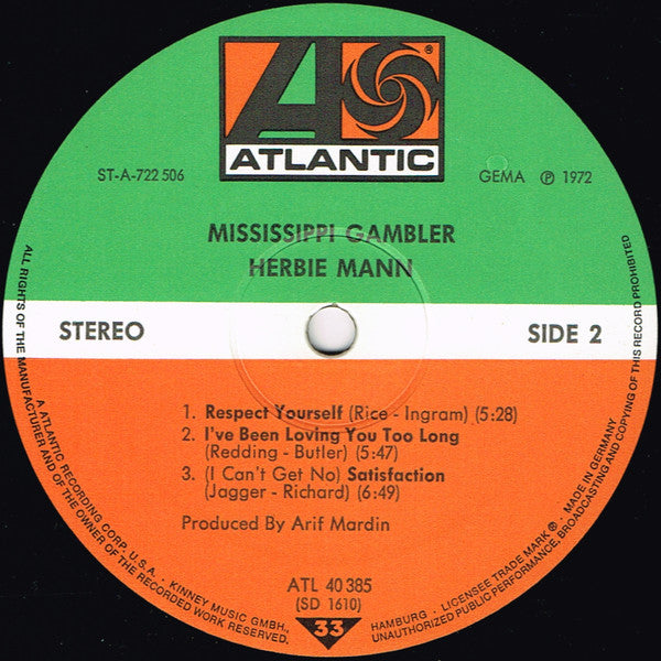 Herbie Mann : Mississippi Gambler (LP, Album)