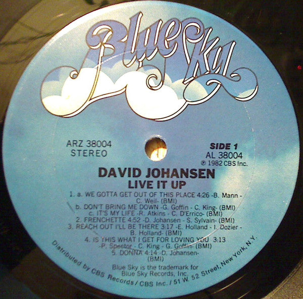 David Johansen : Live It Up (LP, Album, Pit)
