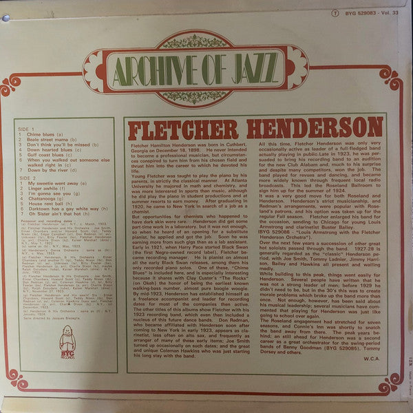 Fletcher Henderson : Fletcher Henderson 1923 (LP, Comp, Mono)