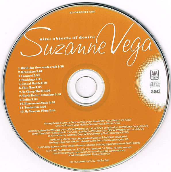 Suzanne Vega : Nine Objects Of Desire (CD, Album, Promo)