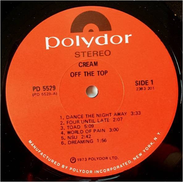 Cream (2) : Off The Top (LP, Comp, Scr)