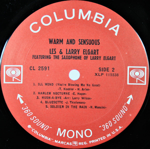 Les & Larry Elgart : Warm And Sensuous (LP, Album, Mono)