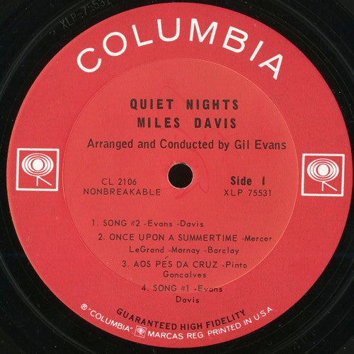 Miles Davis : Quiet Nights (LP, Album, Mono)