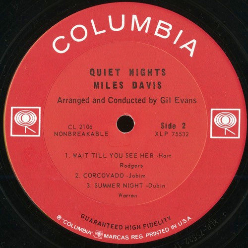 Miles Davis : Quiet Nights (LP, Album, Mono)