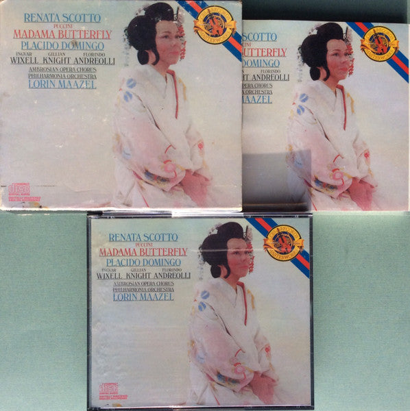 Puccini* - Renata Scotto, Placido Domingo, Ingvar Wixell, Gillian Knight, Florindo Andreolli, The Ambrosian Opera Chorus, Philharmonia Orchestra, Lorin Maazel : Madama Butterfly (2xCD, Album, RE)