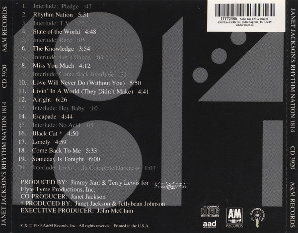 Janet Jackson : Rhythm Nation 1814 (CD, Album, Club, RP, BMG)