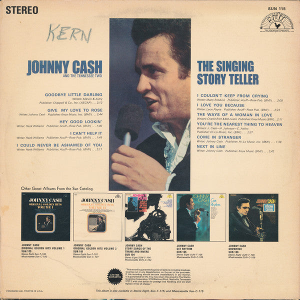 Johnny Cash & The Tennessee Two : The Singing Story Teller (LP, Album, Comp)