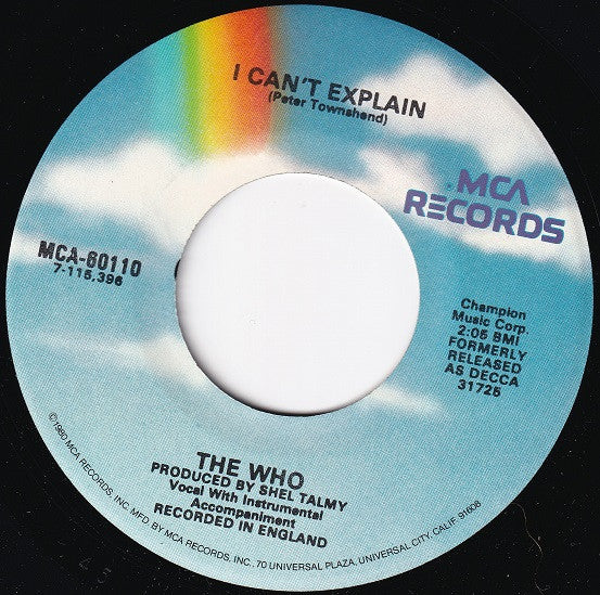The Who : I Can't Explain (7", Single, RE, Pin)