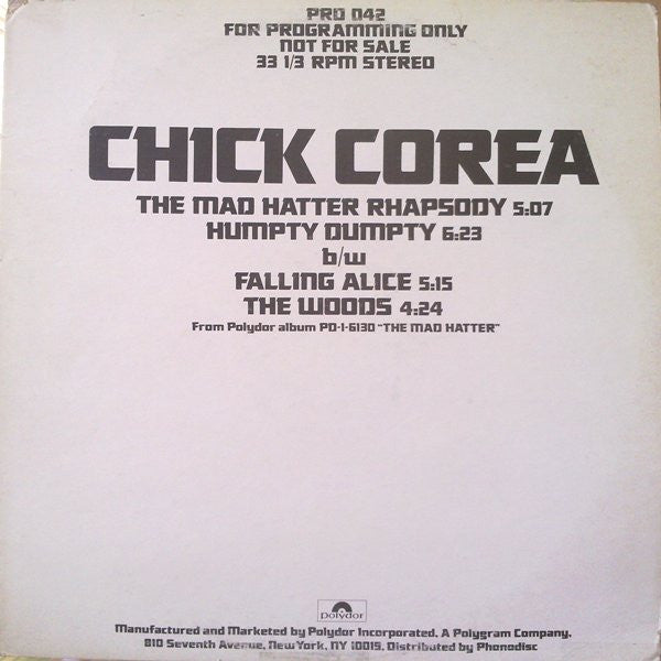 Chick Corea : The Mad Hatter Rhapsody (12", Promo)