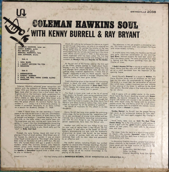 Coleman Hawkins : Soul (LP, Album, Mono)