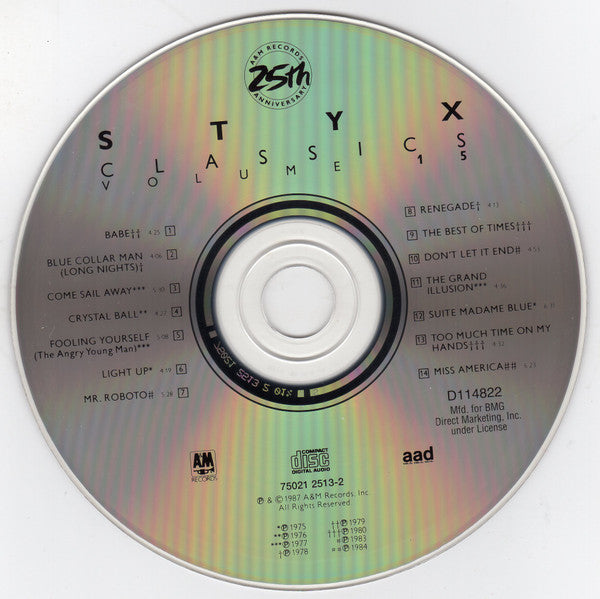 Styx : Classics Volume 15 (CD, Comp, Club, RE, PMD)