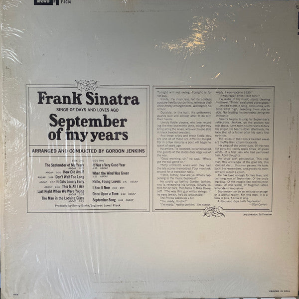 Frank Sinatra : September Of My Years (LP, Album, Mono, San)