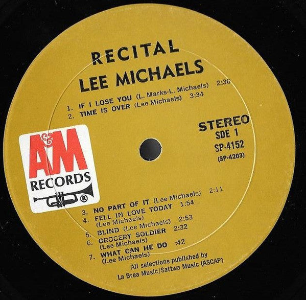 Lee Michaels : Recital (LP, Album, Gat)