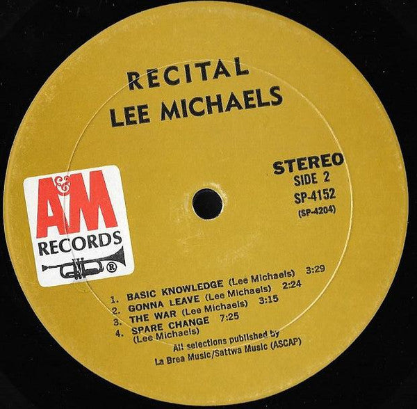 Lee Michaels : Recital (LP, Album, Gat)