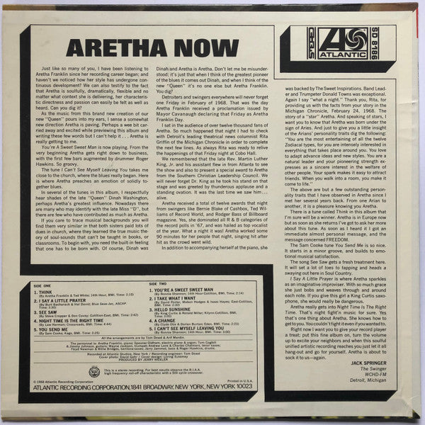 Aretha Franklin : Aretha Now (LP, Album, Ter)