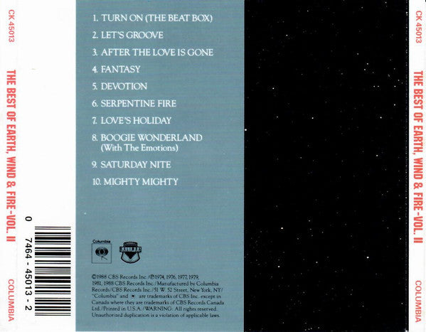 Earth, Wind & Fire : The Best Of Earth Wind & Fire, Vol. II (CD, Comp, RP)