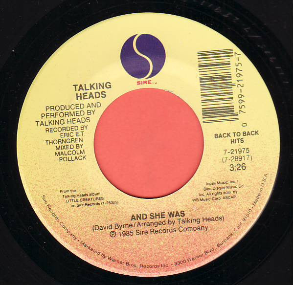 Talking Heads : And She Was / Wild Wild Life (7", Single)