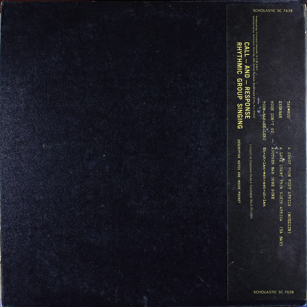 Ella Jenkins : Call - And - Response: Rhythmic Group Singing (LP, Album)