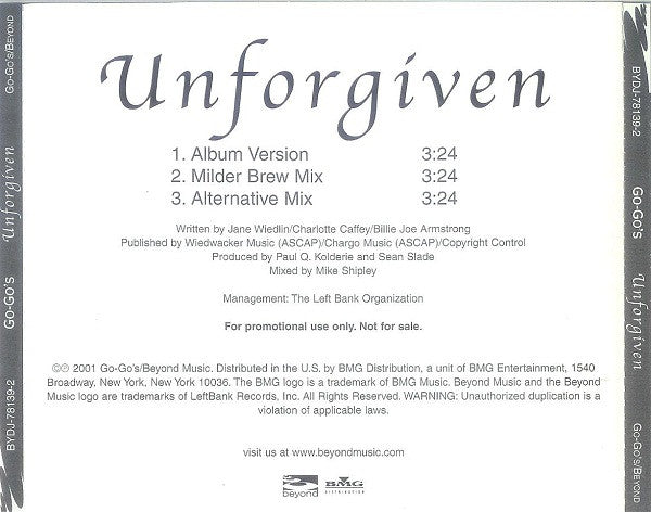 Go-Go's : Unforgiven (CD, Single, Promo)