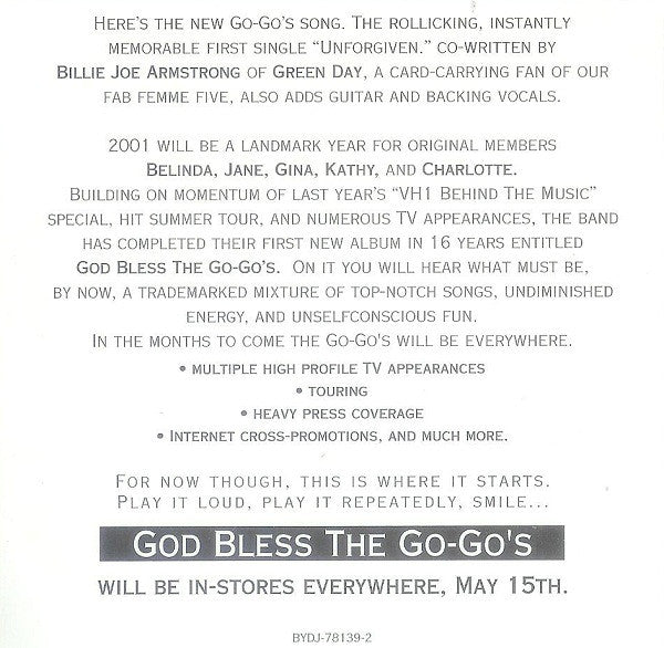 Go-Go's : Unforgiven (CD, Single, Promo)