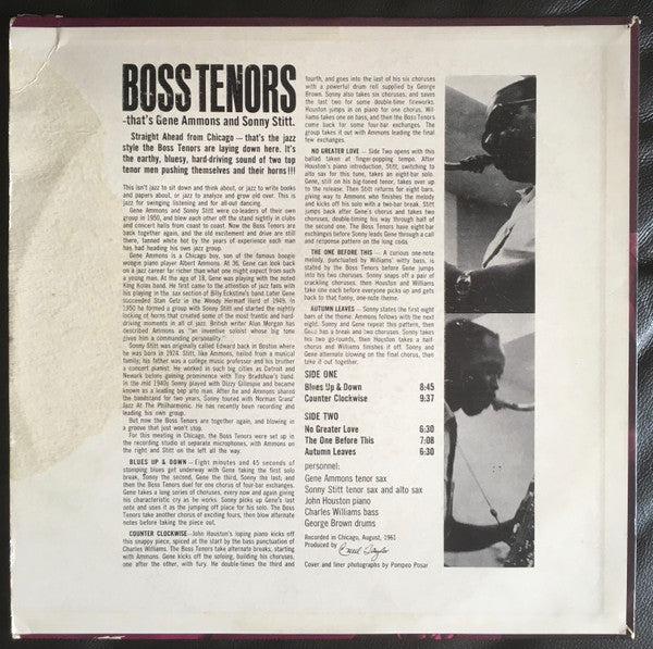 Gene Ammons / Sonny Stitt : Boss Tenors: Straight Ahead From Chicago August 1961 (LP, Album, Mono)