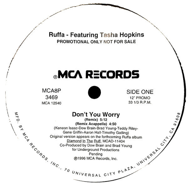 Ruffa Featuring Tasha Holiday : Don't You Worry (12", Promo)