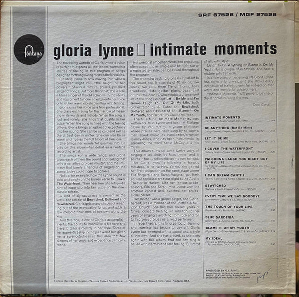 Gloria Lynne : Intimate Moments (LP, Album)