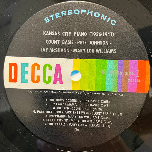 Count Basie - Pete Johnson - Jay McShann - Mary Lou Williams : Kansas City Piano (1936-1941) (LP, Comp)