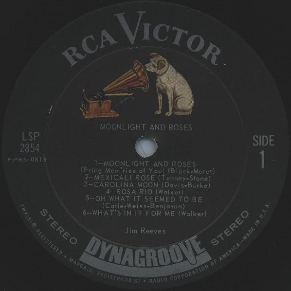 Jim Reeves : Moonlight And Roses (LP, Album, Dyn)