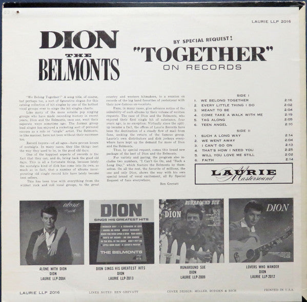 Dion (3), The Belmonts : "Together" (LP, Comp, Roc)