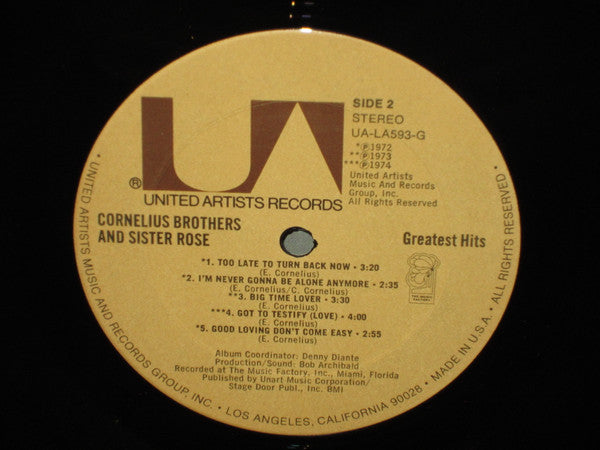 Cornelius Brothers & Sister Rose : Greatest Hits (LP, Comp, Ter)