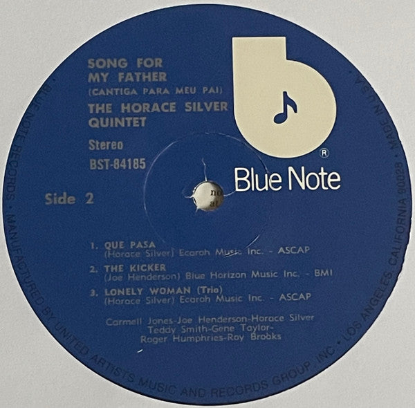 The Horace Silver Quintet : Song For My Father (Cantiga Para Mei Pai) (LP, Album, RE, Whi)