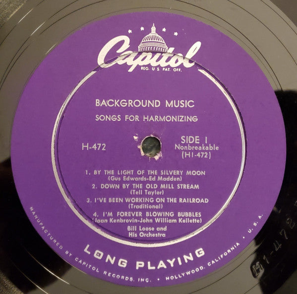 Various : Background Music Vol. 6: Songs For Harmonizing (10", Mono)