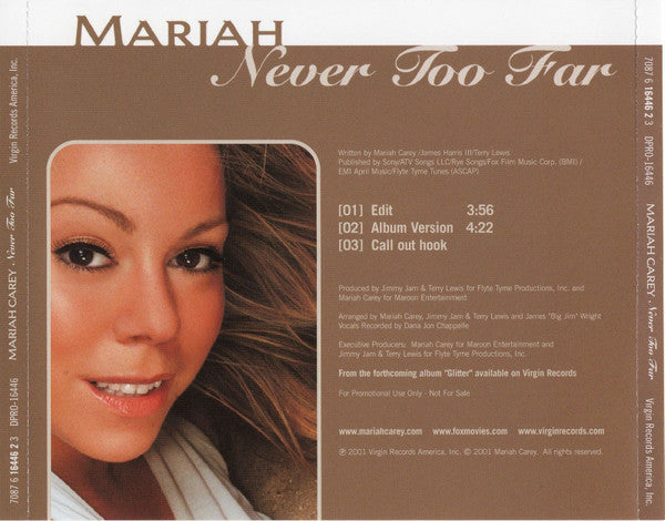 Mariah Carey : Never Too Far (CD, Single, Promo)
