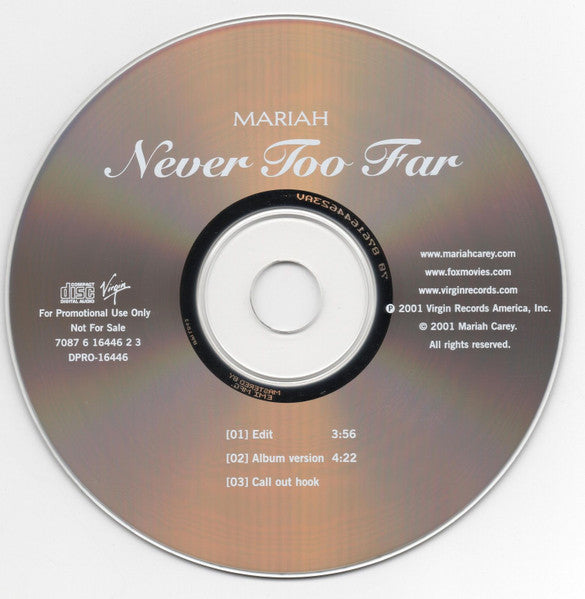 Mariah Carey : Never Too Far (CD, Single, Promo)