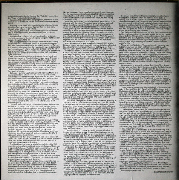 Coleman Hawkins, Lester Young , And Ben Webster : The Big Three (LP, Comp, Mono, RM, Gat)