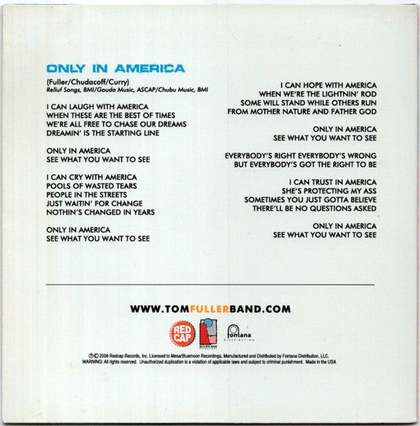 Tom Fuller Band : Only In America (CD, Single)
