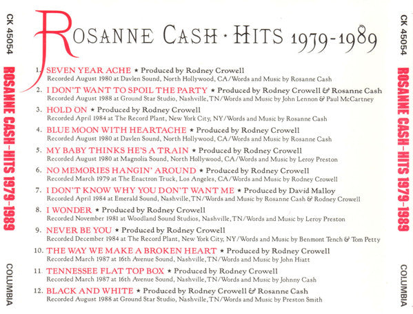 Rosanne Cash : Hits 1979-1989 (CD, Comp, Promo)