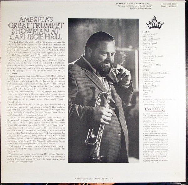 Al Hirt : Live At Carnegie Hall (LP, Album, Hol)