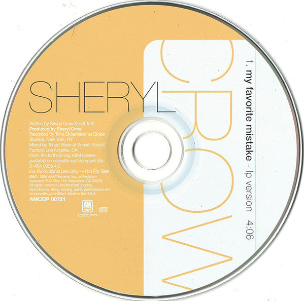 Sheryl Crow : My Favorite Mistake (CD, Single, Promo)