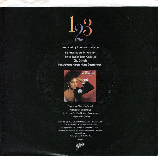 Miami Sound Machine : 123 (7", Single, Styrene, Car)